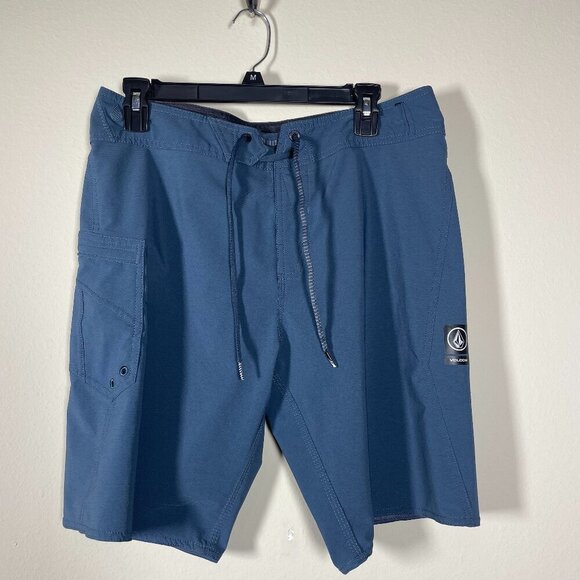 Volcom Men's Mod-Tech Smokey Blue Board Shorts 31 9" Seam Surf Beach Resort! - Picture 1 of 5